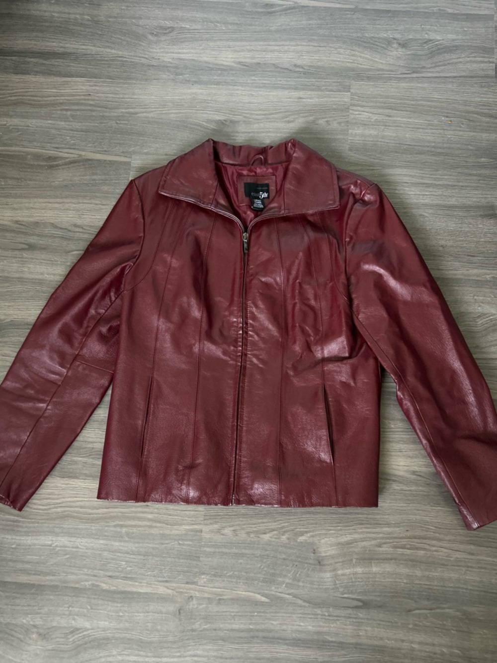 Vintage Style Y2K East 5th Women’s Cherry Red Burgundy Genuine Leather Jacket